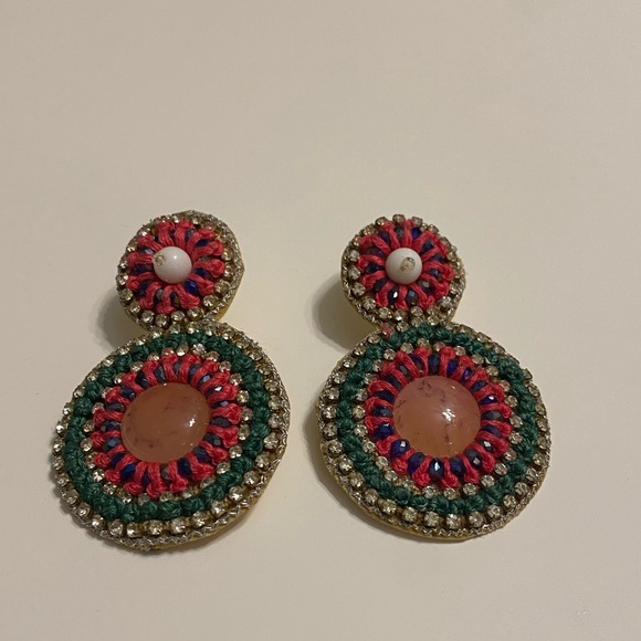 Anthropologie Abstract Watermelon Drop Earrings - Picture 3 of 3